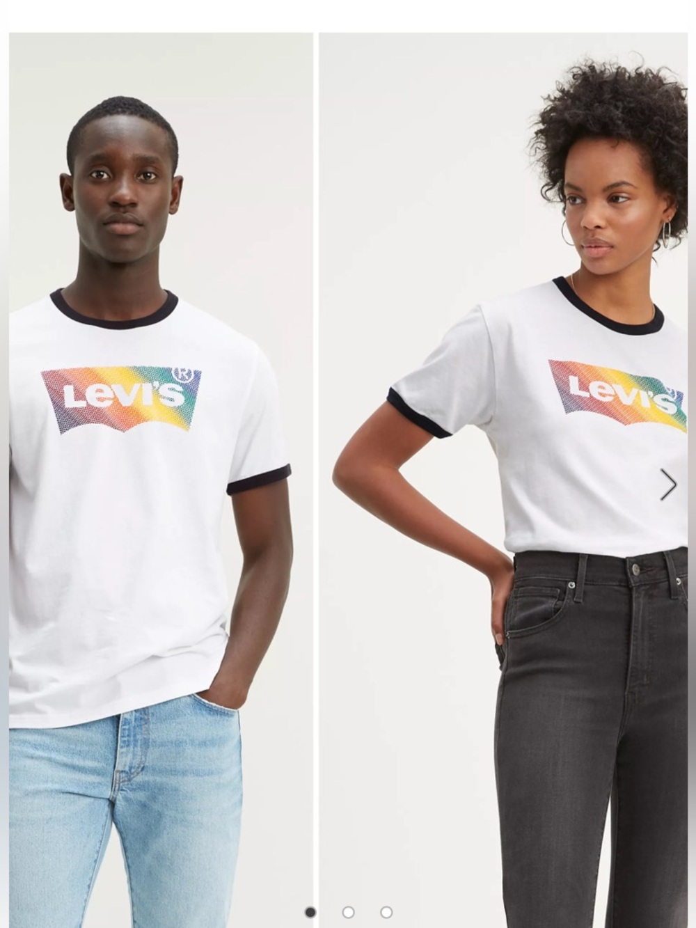 Levi's Rainbow Logo Ringer Tee Large Retro Y2K Casual Pride Streetwear Unisex